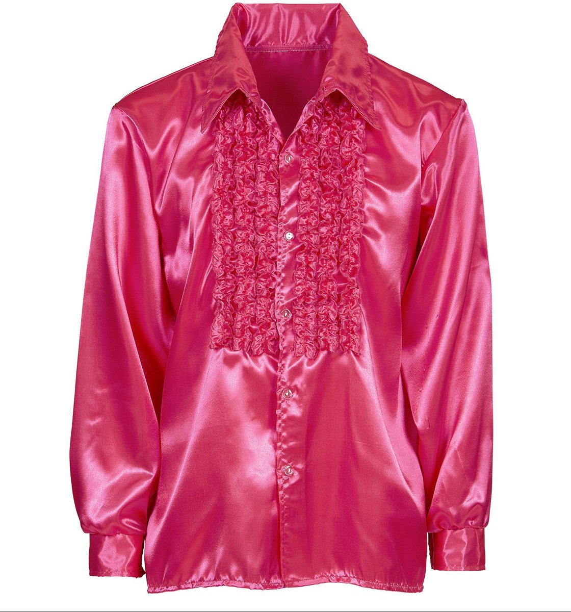 Jaren 80 & 90 Kostuum | Lekker Foute Rouchenblouse Roze Man | Medium / Large | Carnaval kostuum | Verkleedkleding